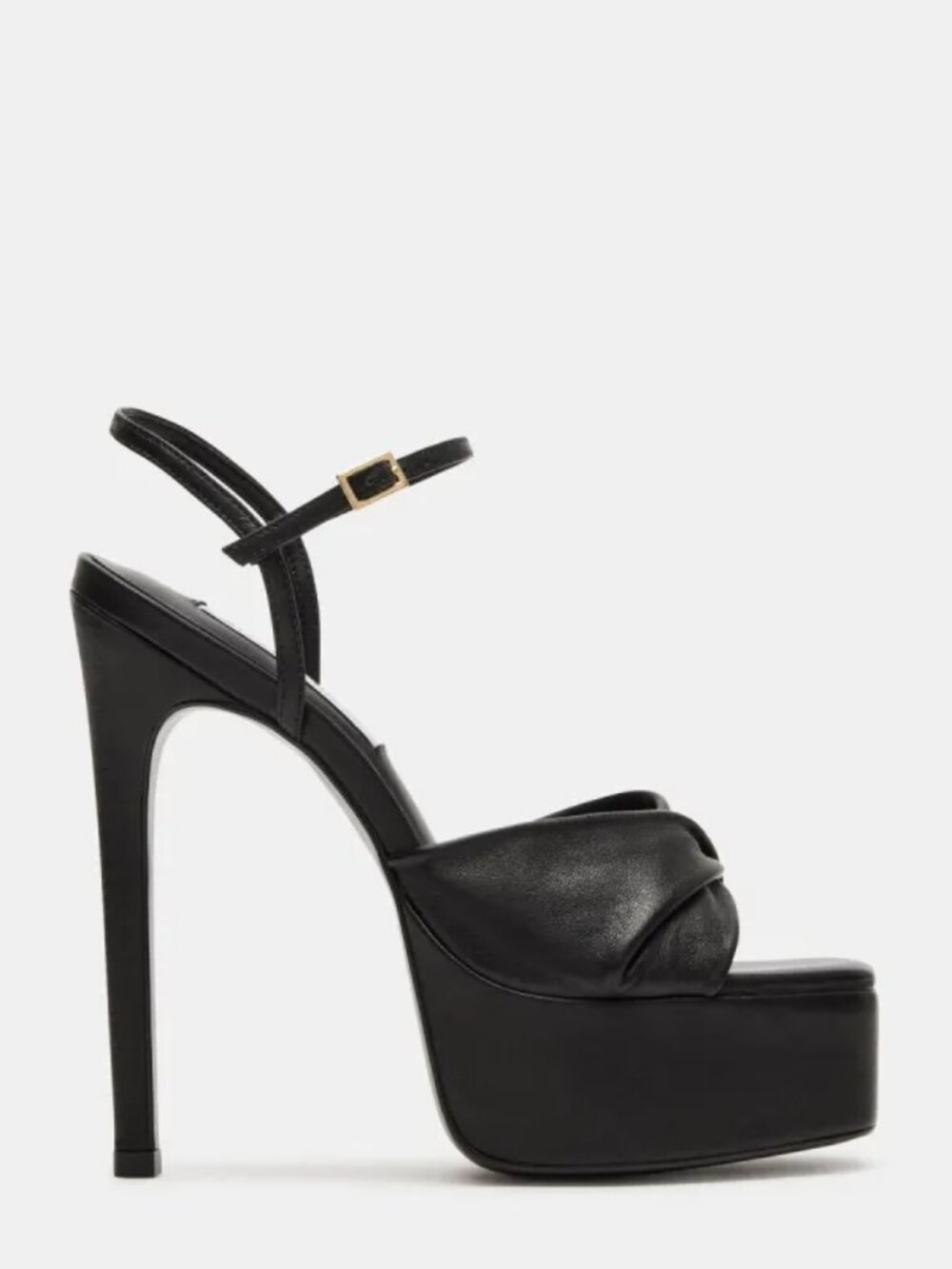 Steve Madden Maricella Black Leather Platform Heels 7.5 Stiletto